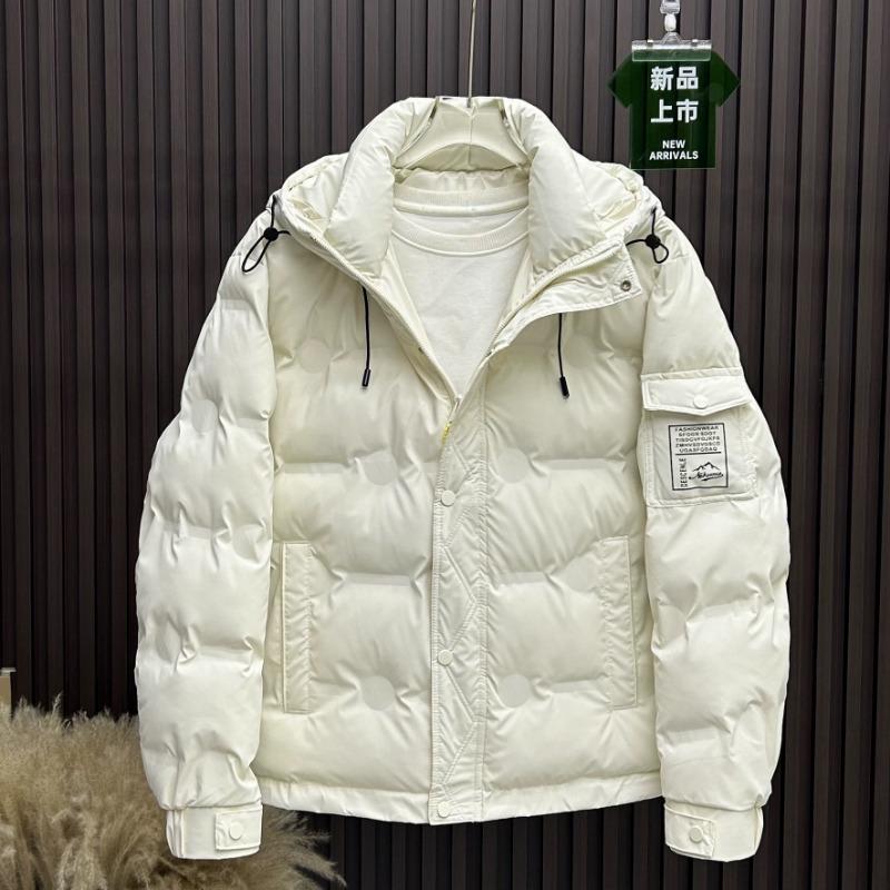 Autumn and Winter New Solid Color Printed Men's Down Jacket Men's Casual All-match Trendy Thick Hooded Men's Jacket