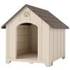 Hundehütte Wetterfeste Hundehütte 88 x 79 x 89 cm Erhöhte Hundehütte mit aufklappbarem Bitumendach, Bodenanker