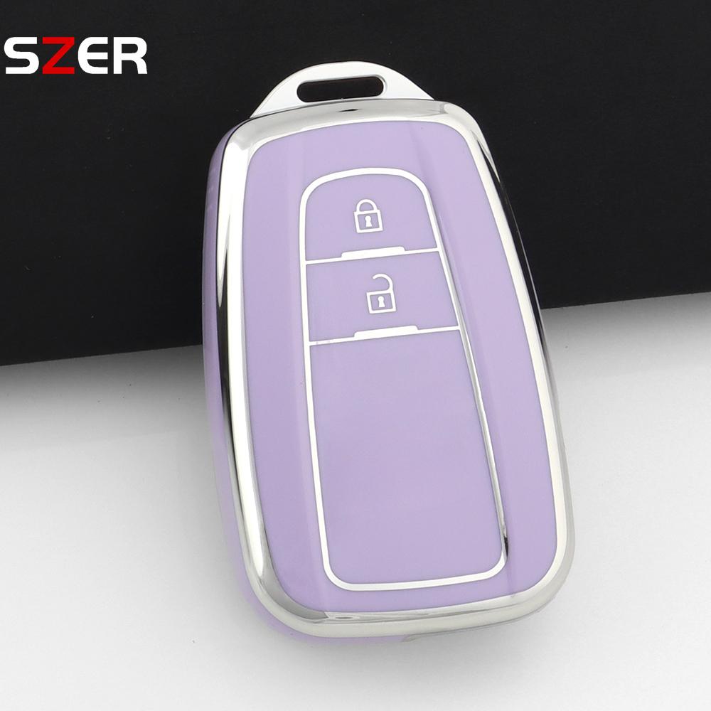2 Buttons For Toyota Prius Camry Corolla Chr C-Hr Rav4 Land Cruiser Prado Tpu Car Key Case Cover Shell Fob Keychain Accessories