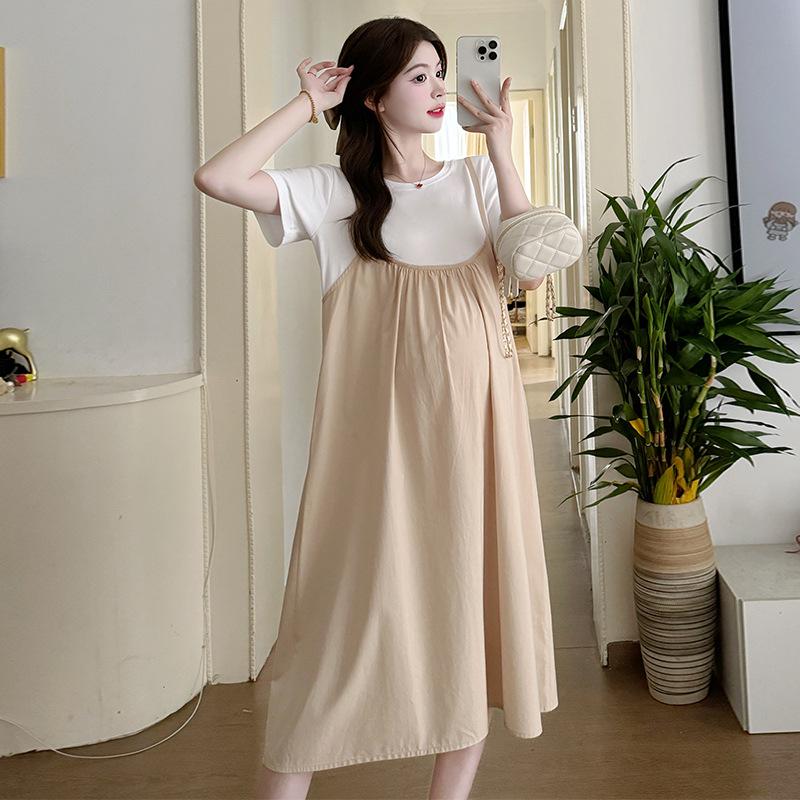 2026 Summer Fashion Elegant Maternity Dress - Stylish Patchwork Loose Fit