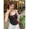 Summer Korean Style Polka Dot Lace Splice Cotton Camisole Top
