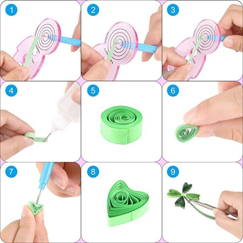 24TE 19 Pcs Diy Paper Quilling Tools Template Mould Board Pin Needles Tweezer