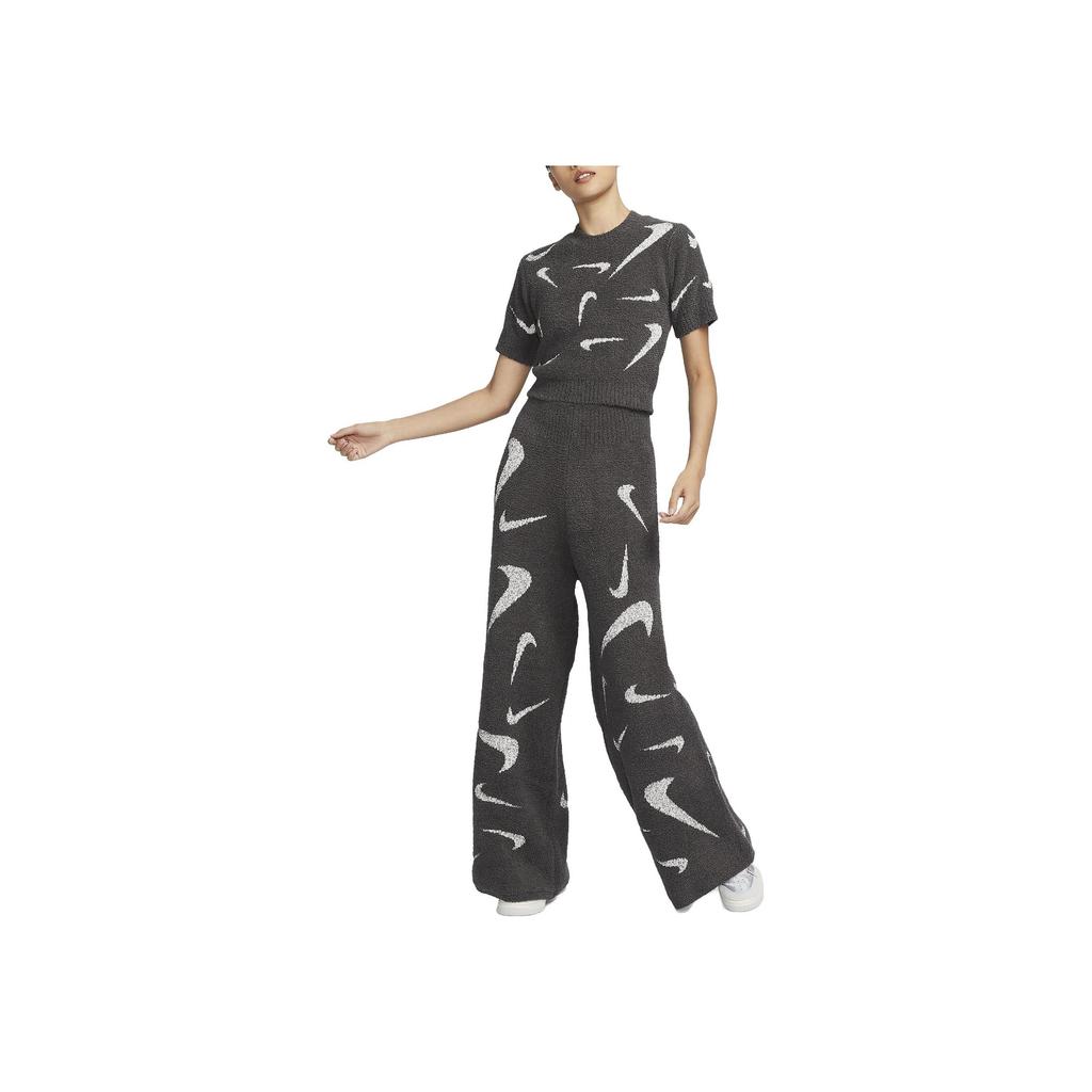 Nike Sportswear Phoenix Cozy Bouclé Printed Short Fashion Casual Knit Crew Neck T-Shirt Women T-Shirts Gray FD4287-254