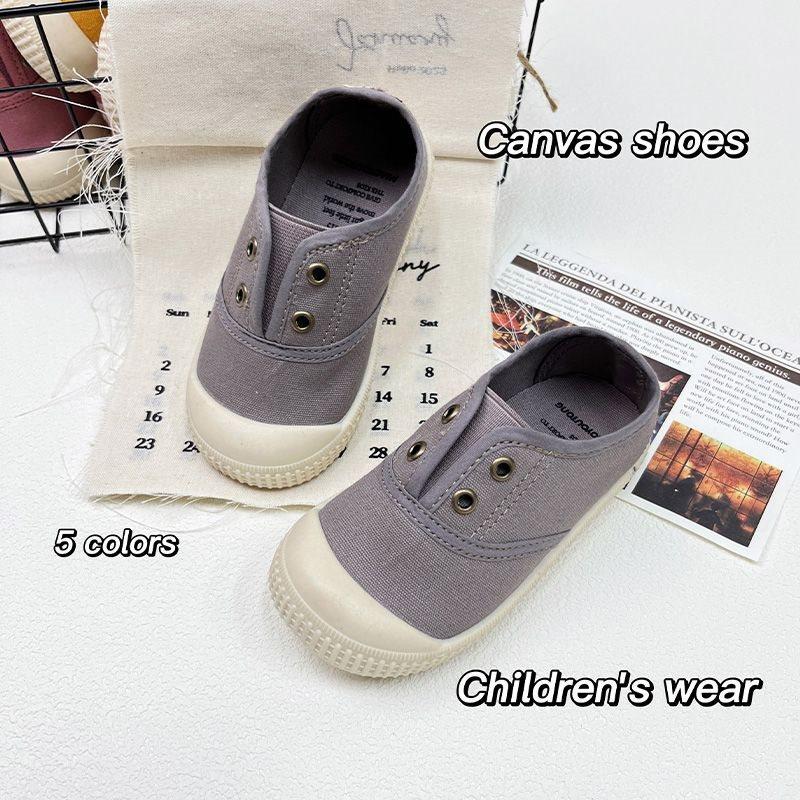 Children's Canvas Shoes Boys' Little White Shoes  Women's Treasure Kindergarten Baby Casual Soft Sole Students Pedal Cloth Shoes