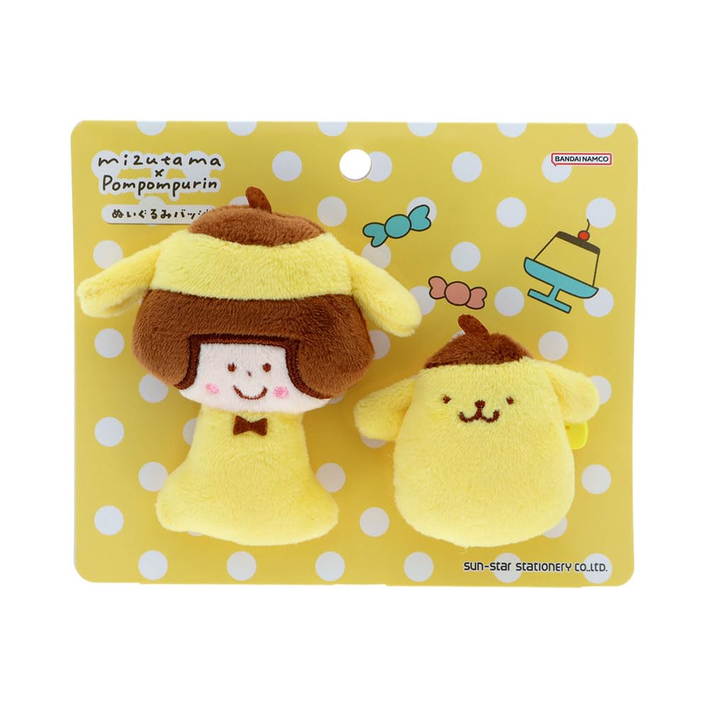 mizutama Sanrio Characters Goods Plush Badge Set Pompompurin S8351678 [Sunstar Stationery] 2-Piece