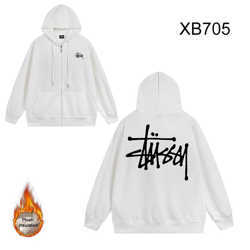 

Stussy 2023 Winter Thickened and Fleeced High Quality Cotton Stussy TEE Classic Basic Printed Zipper Hoodie