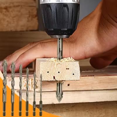 7Pcs/set 3-12mm Four Flute Sawtooth Drill Bit For Glass Tile Concrete Metal Drilling Tools High Performance Drill Bit Set