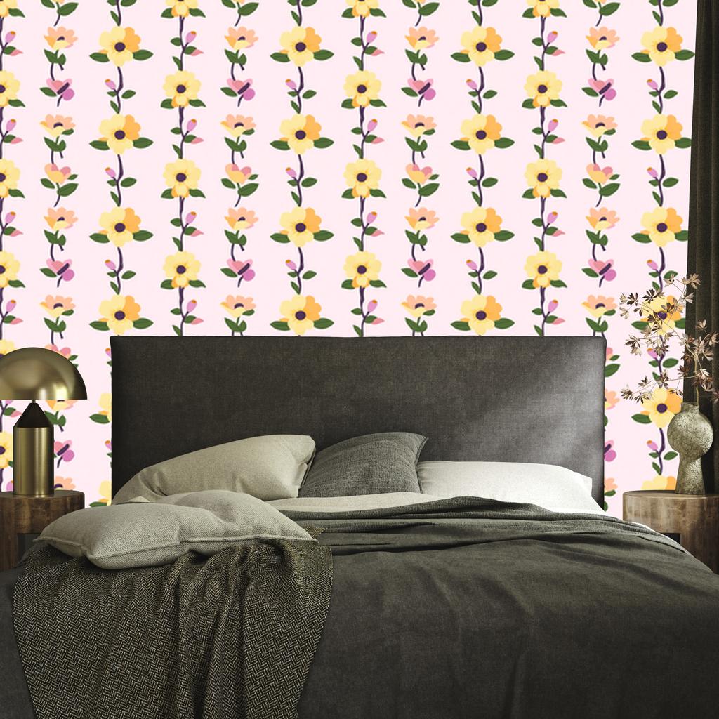 Cottagecore Flowers Wallpaper White and Cream for Living Room and Bedroom 50x1000