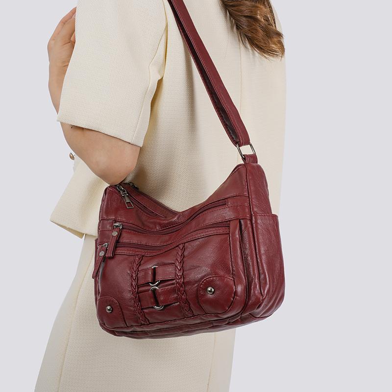 Large Capacity PU Small Square Bag Middle-aged Mother Bag Women's Shoulder Crossbody Bag