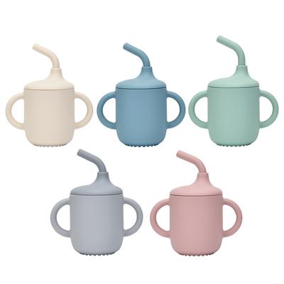 Children's Learning Drinking with Lid with Handle Drop-proof Baby Straw Mug