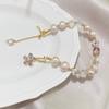 Hot Sell Elegant Natural Freshwater Pearl Shiny CZ Zircon Flower 14K Gold Filled Female Bracelet  For Women 2025 Gifts