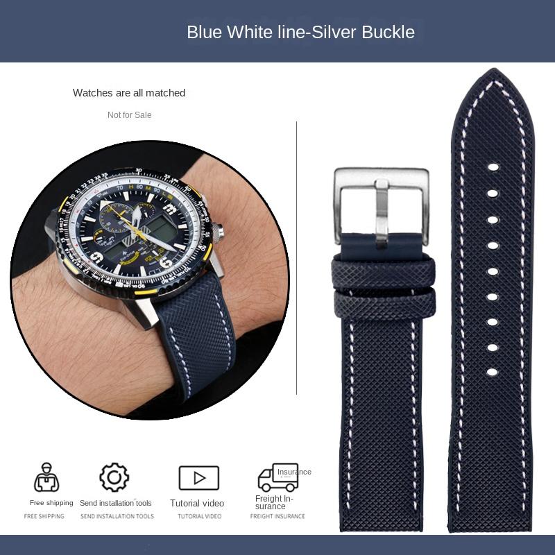 Per cinturino Citizen Blue Angel seconda generazione AT8020 JY8078 fibra di carbonio nylon gomma fluoro cinturino silicone braccialetto
