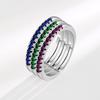 S925 Silver Rainbow Zircon Ring For Women Light Luxury Niche Colorful Band Fashion Jewelry Gift