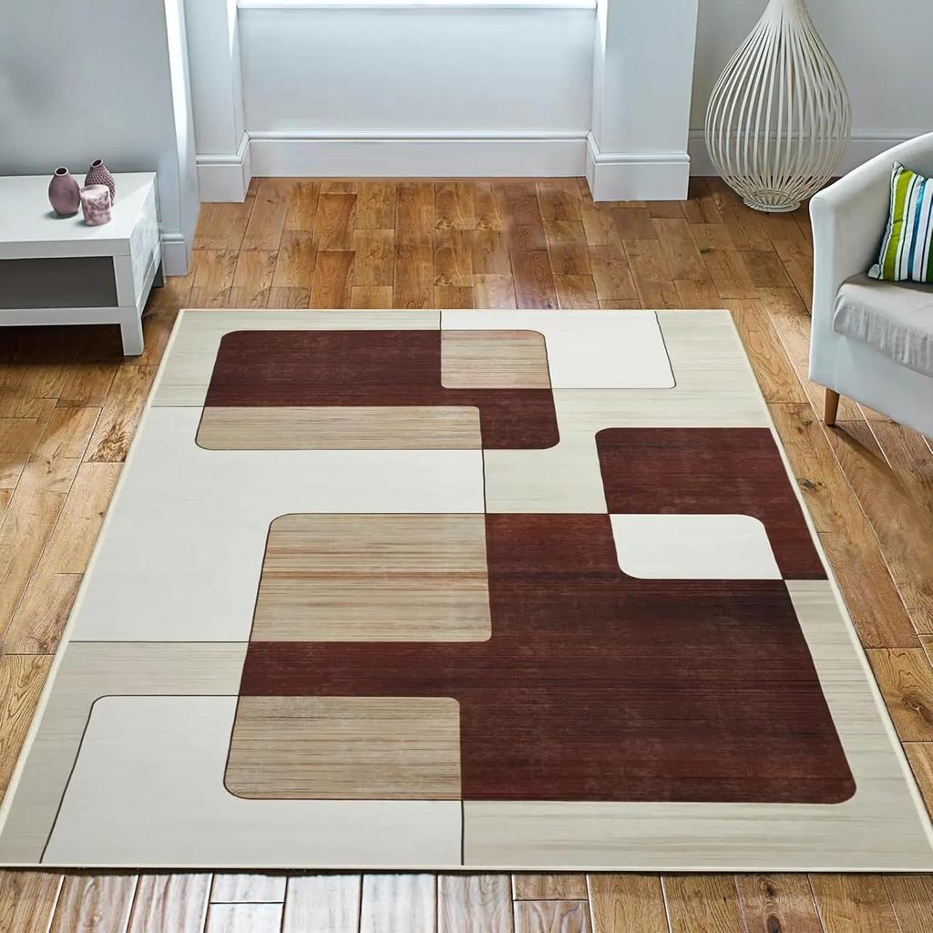 Geometric Style Living Room Carpet, Durable And Slip-Resistant Sofa, Coffee Table Rug, Bedroom Floor Mat, Home Decoration