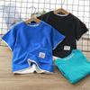 Children's Summer T-Shirt Cotton Waffle Weave Two-Piece Set (Short-Sleeve) for Boys