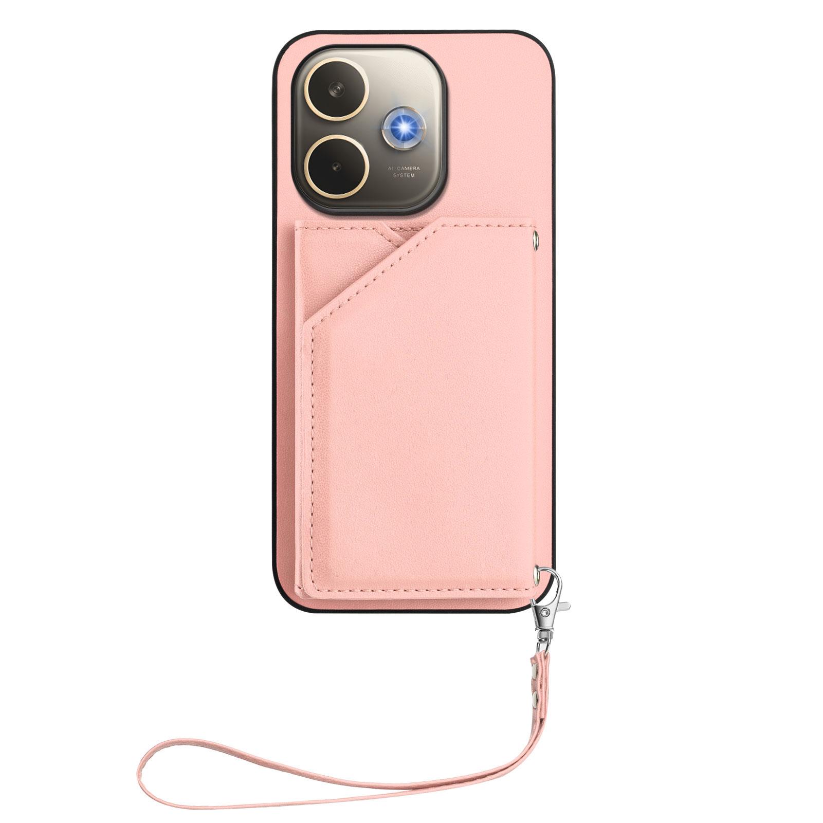 

For Oppo A5 Pro 4G (Global)/Oppo A5 Pro 5G (Global) Case Card Holder Kickstand Skin-Touch Phone Cover with Wrist Strap Green