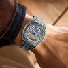 FORSINING Mens Luxury Engraving Wrist Watches Unique Tattoo Pattern Carved Stainless Steel Band Luminous Automatic Skeleton Watch
