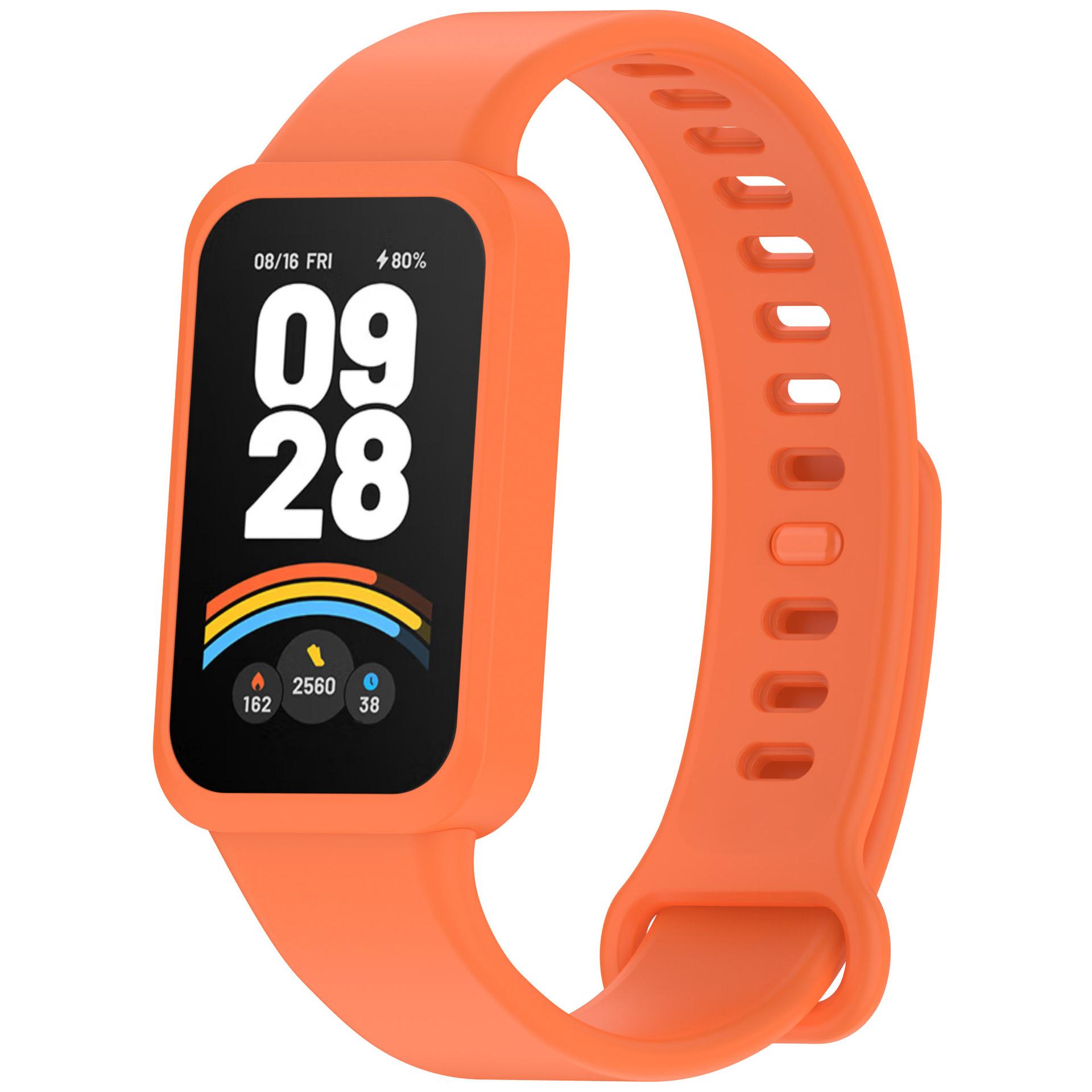 

М який силіконовий ремінець для Xiaomi Mi Band 9 Active Спортивний змінний браслет з рамкою-чохлом для Mi Band 9active Ремінець Correa for Mi Band 9 Active помаранчевий