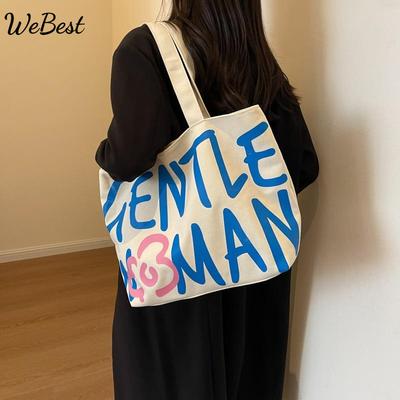 2025 New Casual Colorful Letter Printed Canvas Bag