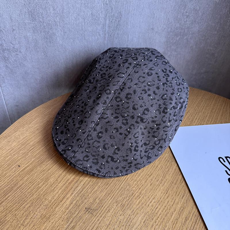 Retro Leopard Print Beret Hat For Women Summer Spring Fall Breathable Sun Protection