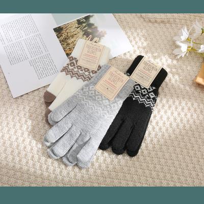 Winter Warm Touch Screen Plus Velvet Thickened Student Adult Men's and Women's Imitation Cashmere Wave Gloves