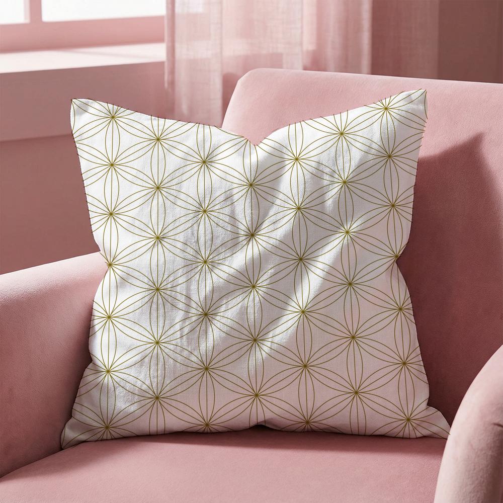Japanese Golden Lines Cushion Cover Multi-Scene Pillow Cover for Home & Car - Reversible, Soft & Durable for Daily Use