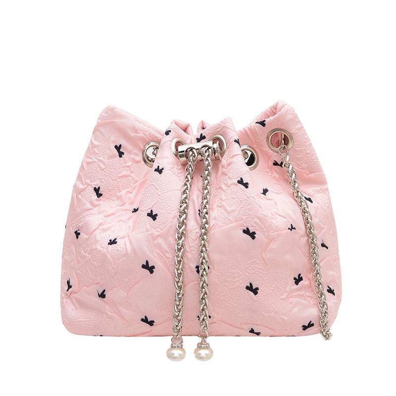 

Sweet Bow Bucket Bag Women s New Fashion Polka Dot Handbag Large Capacity Premium Messenger Bag рожевий