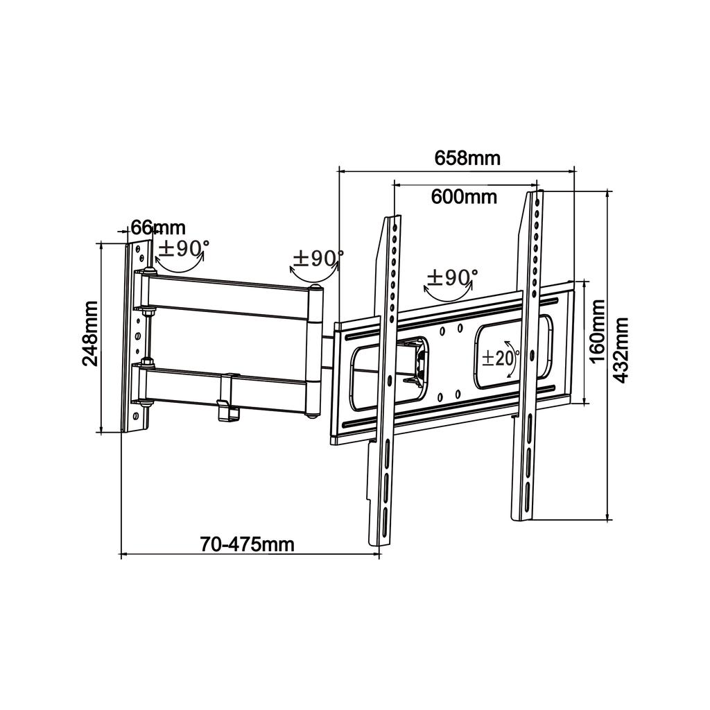 Uchwyt do telewizora Cabletech do telewizora 40"-65" regulowany max 50 kg