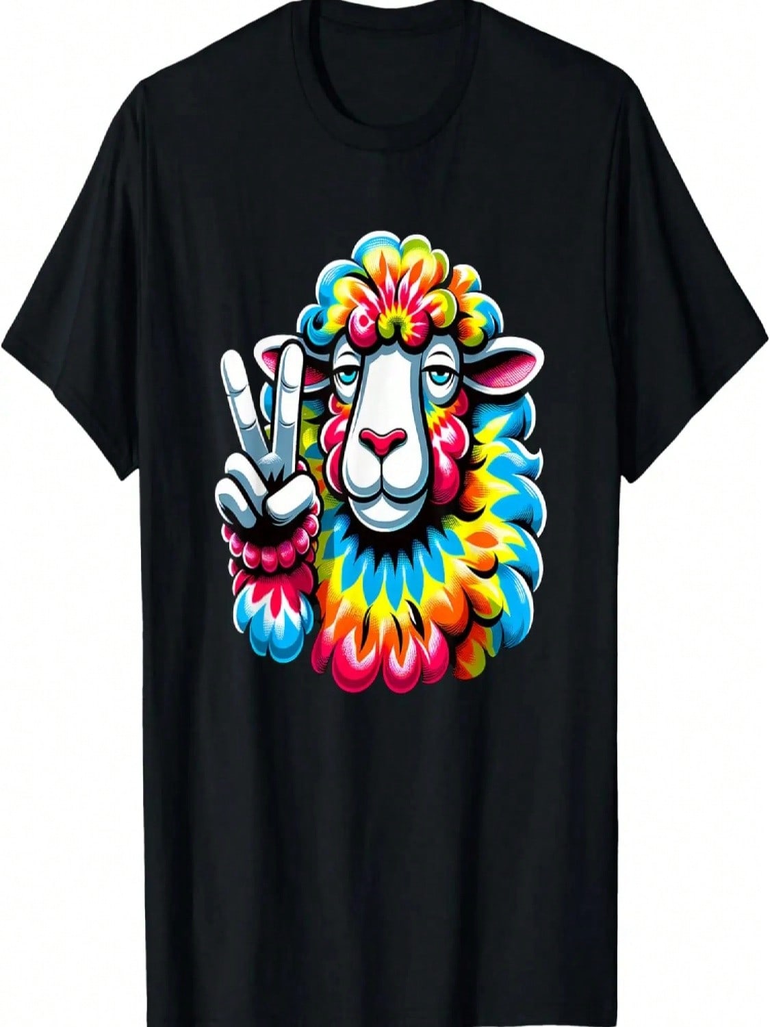 Peace Sign Tie Dye Sheep T-Shirt S
