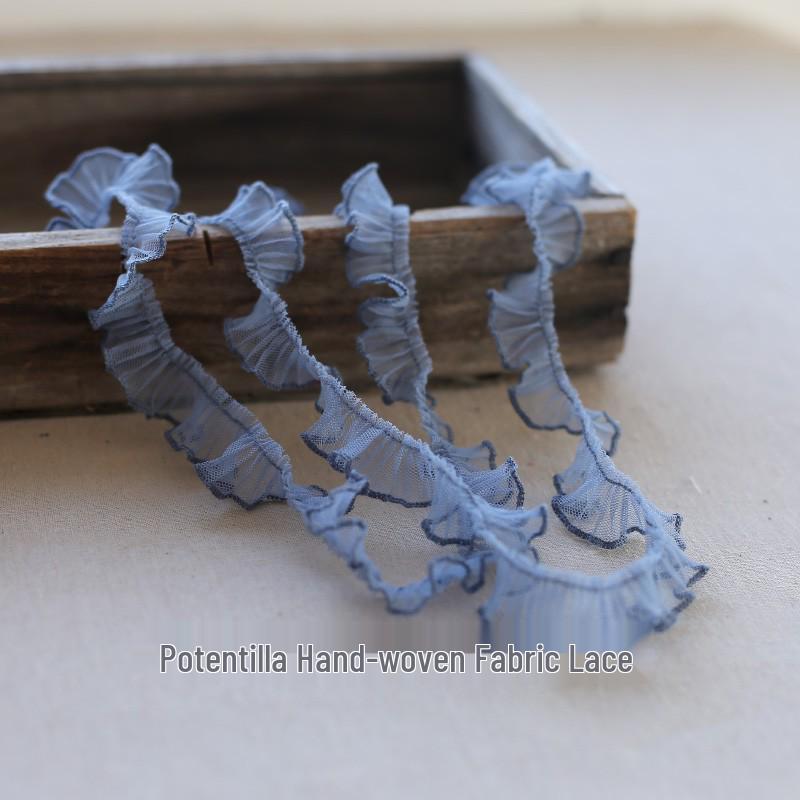 2cm Mesh Pleated Lace Trim with Dense Thread Edge for Doll Clothes and Hats