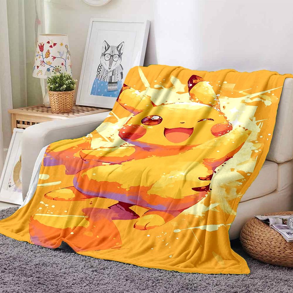 

1pc Pikachu Electric blanket Lightweight Flannel Throw for Sofa Bed Travel Camping Livingroom Office Couch Chair 80cmx120cm