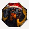 1pc Christmas Dachshund Automatic Folding Umbrella - Portable Collapsible Design, 8-Rib Iron Frame, Durable Fabric yy251125153