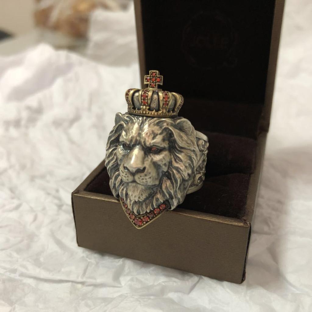 Retro Men's Ring Crown Lion Head Lion King Ring Exaggerated Halloween Ornament