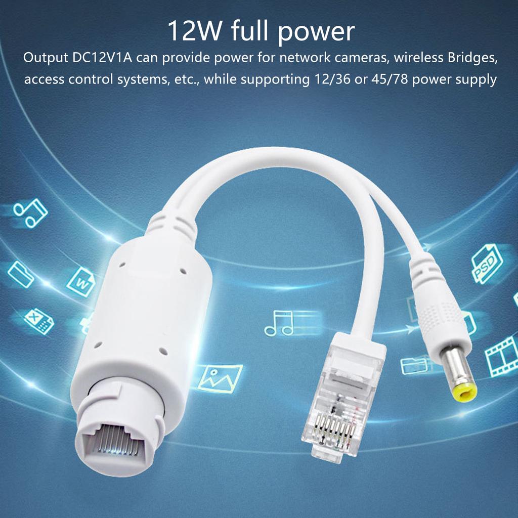 Outdoor Ready 48V to 12V PoE Splitter Adapters, IEEE802.3af, for Surveillances Cameras 12v Not-poe Devices Use