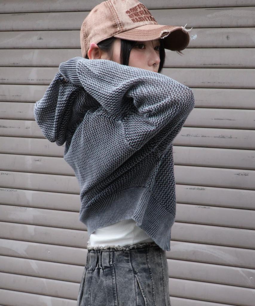 WEGO Vintage Wash Mesh Long Size Sumikuro Women's Hoodie, Sleeve, F,