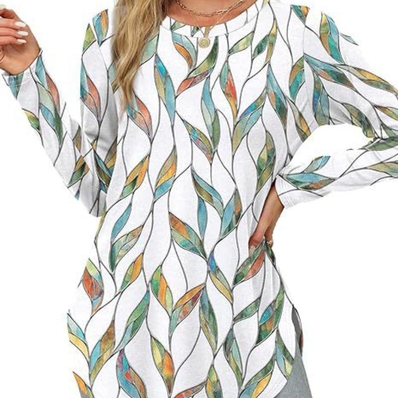 Long Sleeves Women's Solid Color Long Sleeve Top Crew Neck Loose Casual Bottom Shirt