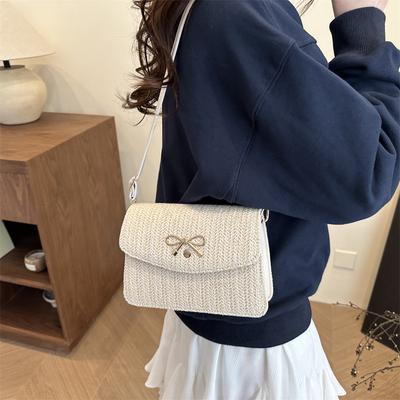 Bow Personalized Weaving Trend New Casual Fashion Crossbody Shoulder Small Square Women's Bag