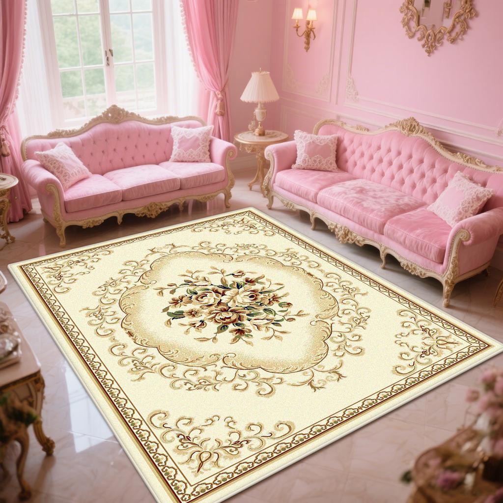European Luxury Carpet Flower Decoration Living Room Large Area Rugs Classical Bedroom Sofa Fluffy Soft Foot Mat Customizable