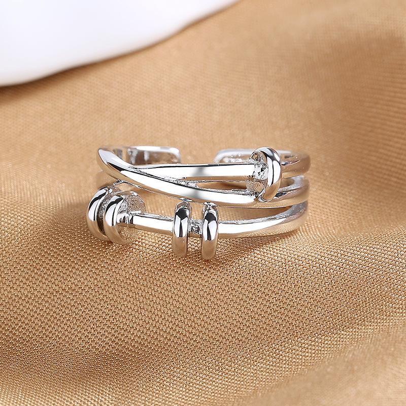 925 Sterling Silver HipHop Ring Open Adjustable Silver/Gold for Women Exquisite Student Girlfriend Jewelry Wedding Party GiftG