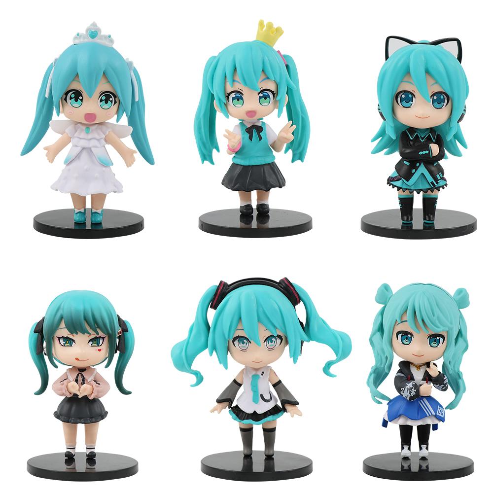 6 Stück/Set Anime Blind Box Hatsune Miku Figur Mini Charakter Ornamente Kawaii Tischdekoration für Zuhause Erwachsenen Spielzeug Kindergeschenk
