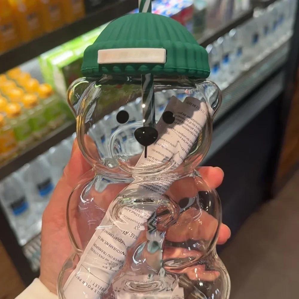 Grote Inhoud 500ML Schattige Beer Glazen Beker Nieuw Kerstcadeau Duurzaam voor Koffie Bier Wijn Cocktails Mok met Rietje