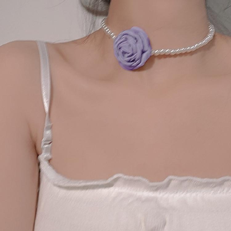 Pendant Necklaces Artificial Pearl Flower Choker Women Girls Chain Necklaces