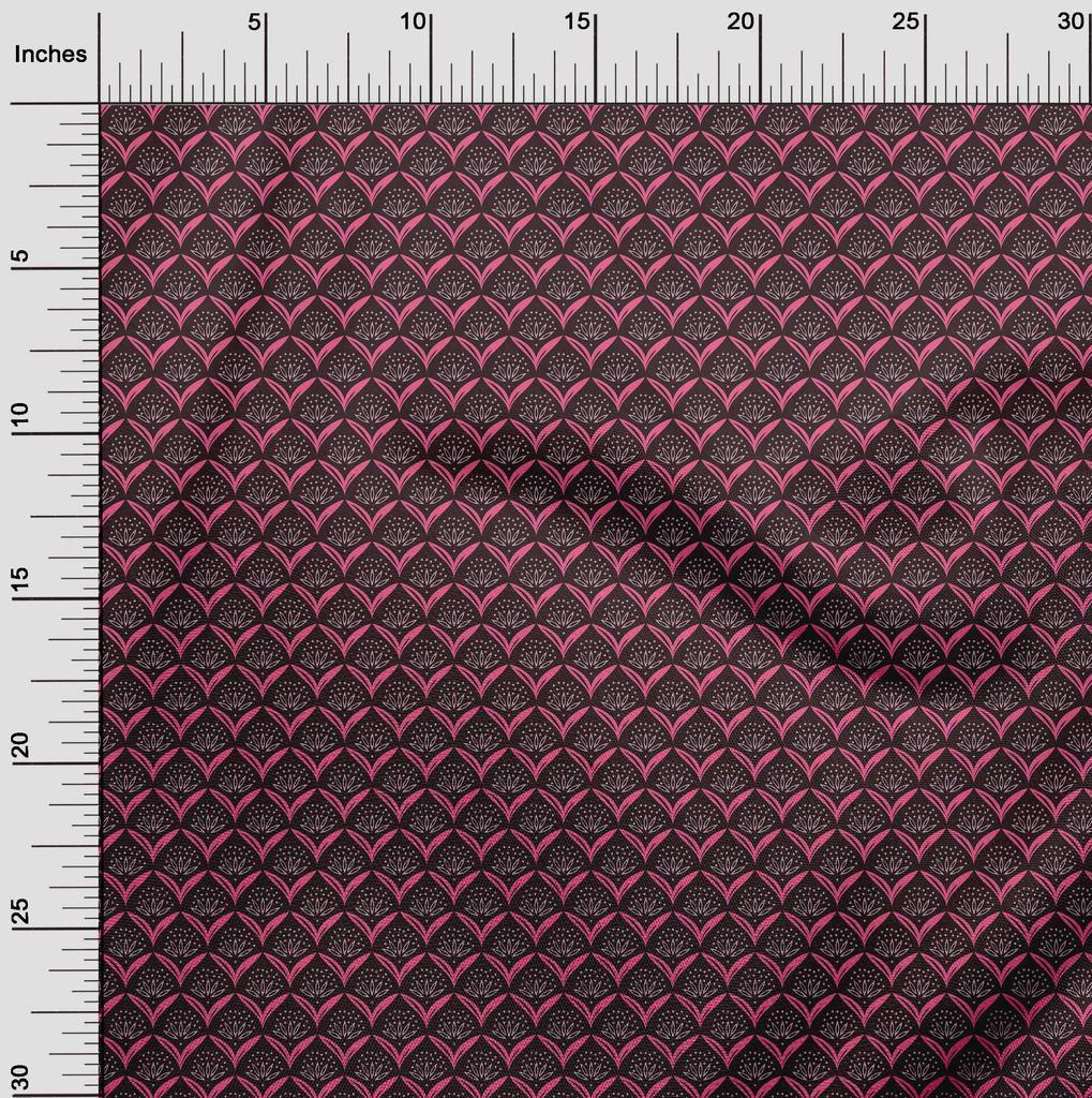oneOone Cotton Flex Fuschia Pink Fabric Geometrical Floral Quilting Supplies Print Sewing Fabric By The Yard 40 Inch