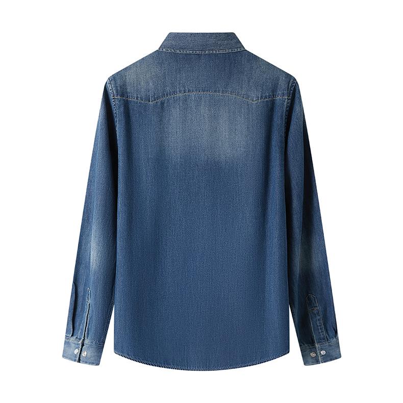 Women's Winter 2026 Retro Washed Denim Shirt Jacket - Loose Fit, Casual Hong Kong Style Outerwear