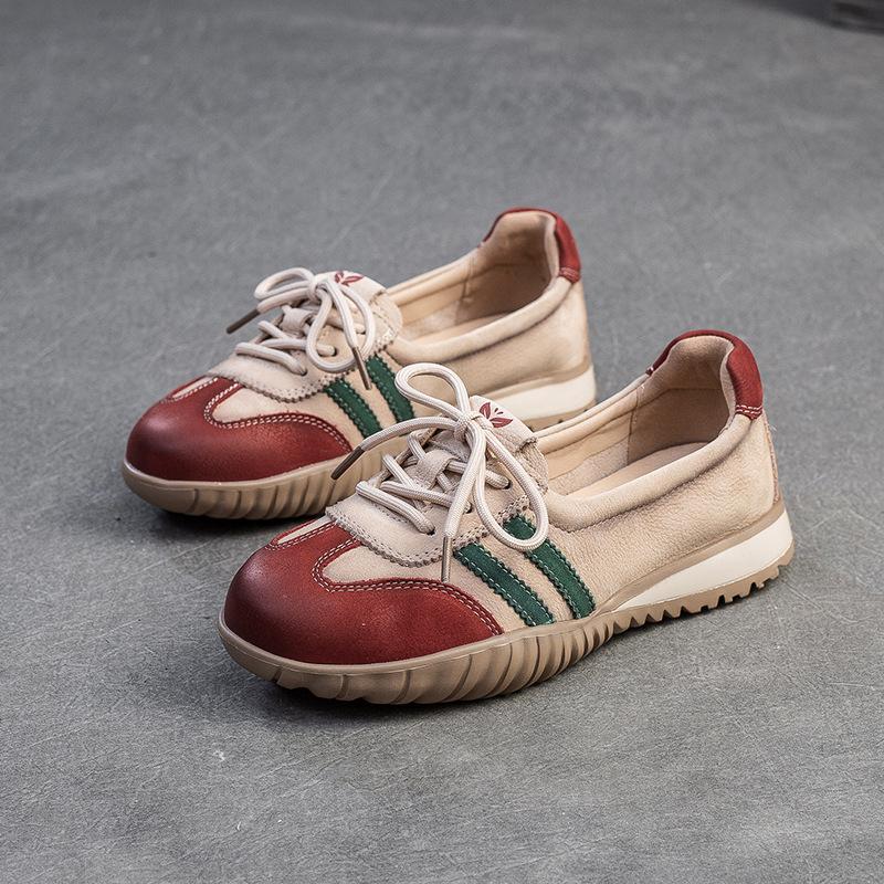 

Johnature Туфли на плоской подошве на шнуровке, смешанные цвета, удобные для отдыха, с мягкой подошвой, женские слипоны 40 красный