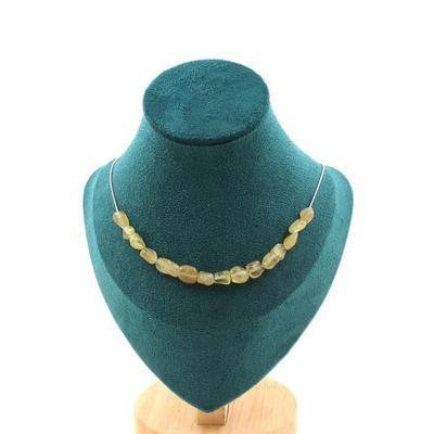 Stones and Minerals. Necklace 15 Yellow Apatite Beads from Madagascar. Steel Chain Necklace Women, Men. Customizable Size.