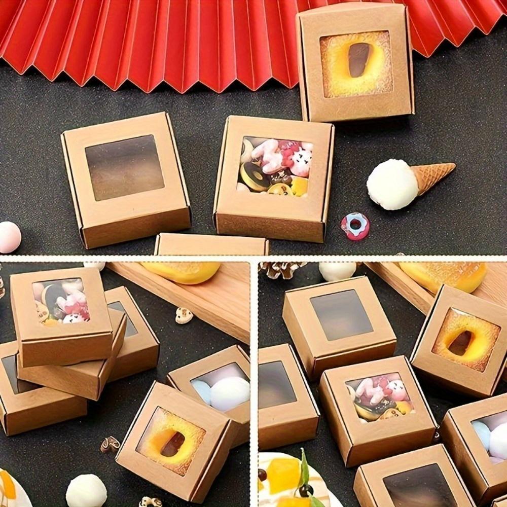 25pcs Mini Kraft Paper Gift Boxes with Clear Window for Soap Treats Bakery Candy Packaging for Wedding Favors Party Supplies Handmade Crafts