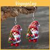 Christmas Themed Santa Claus Holding Tree Pattern Women Acrylic Earrings For Festive Holiday Party Wear