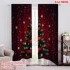 2pcs,2D Plane Printing Minimalist Curtains Christmas Tree Snowflakes Ribbons Versatile Durable Polyester (without Rod) Room