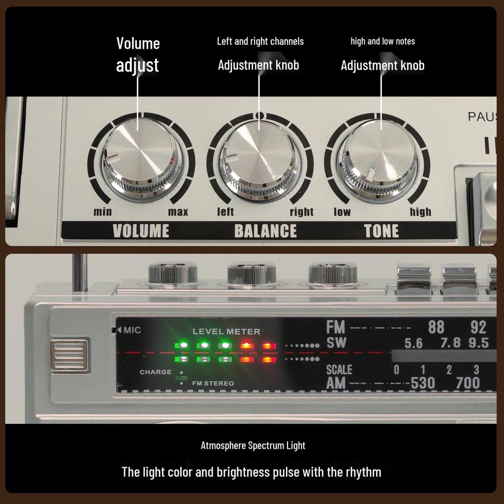 Vintage Multifunctional Cassette and Radio Recorder Stereo Player